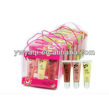 3 peças Lip Gloss Set no pacote do presente PP